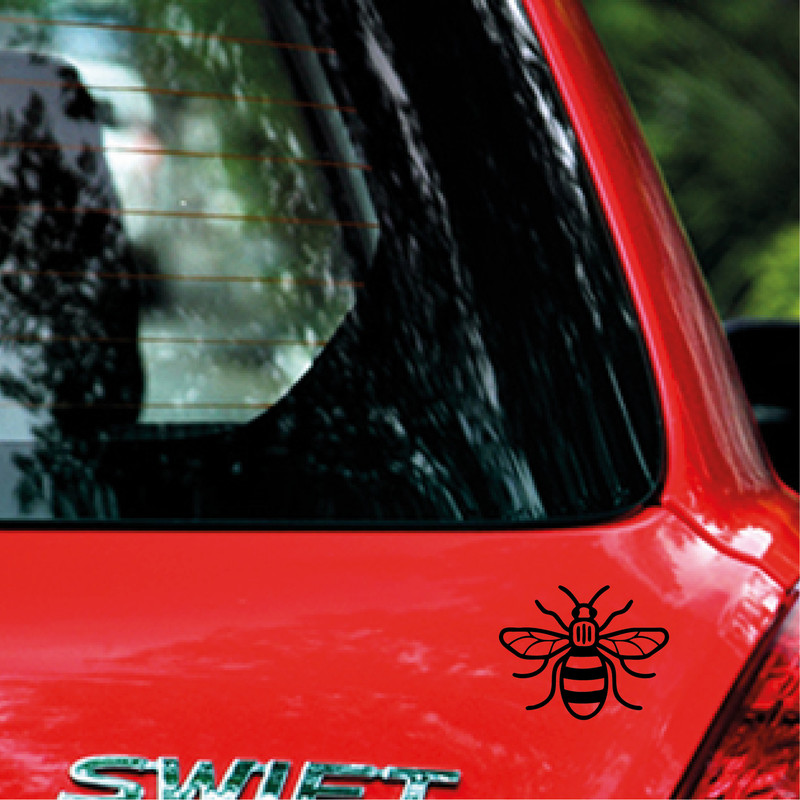 Manchester Bee Reflective White CAR Van Shop Window Sticker