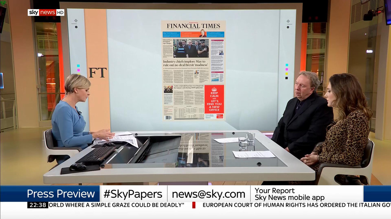 24 January - 22.00.00 - Sky News At 10. Anna Botting with the ma