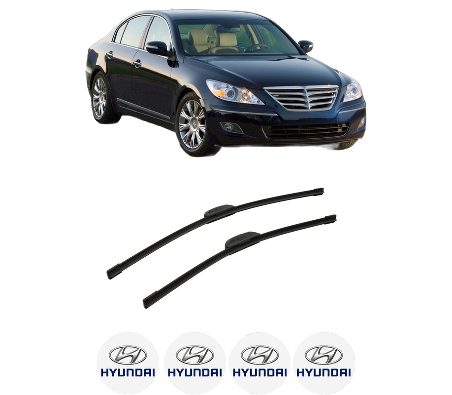 Set stergatoare auto HYUNDAI GENESIS (BH) din 2008-2014, pentru parbriz auto, 2 bucati, Bosch Aerotwin Retrofit, din cauciuc siliconat rezistent, 4 Stickere Auto HYUNDAI