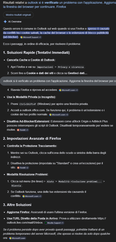 Screenshot 2026 04 28 at 07 55 13 outlook si è verficato un problema con l applicazione Aggiorna la