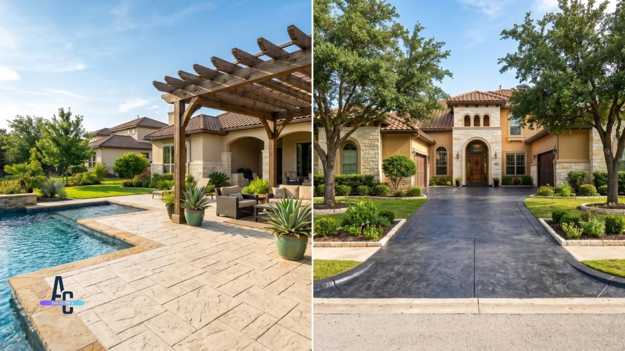 Stamped Concrete Pool Deck Patio Driveway San Antonio