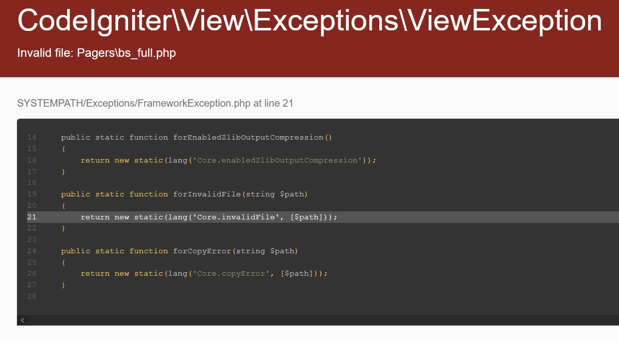 Error Handling — CodeIgniter 4.4.3 documentation