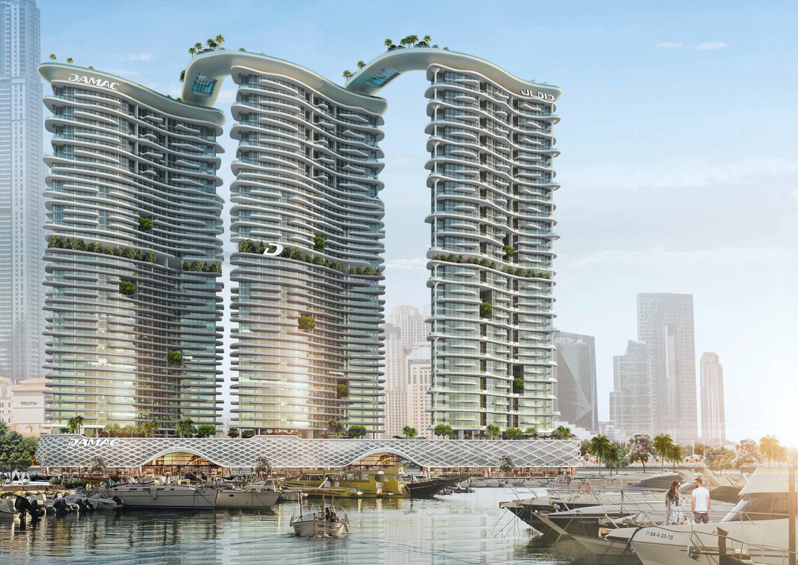 Distress Deal — High-floor 1-bedroom apartment at Damac Bay by Cavalli Tower B, Dubai Harbour, with full Sea and Palm Jumeirah views