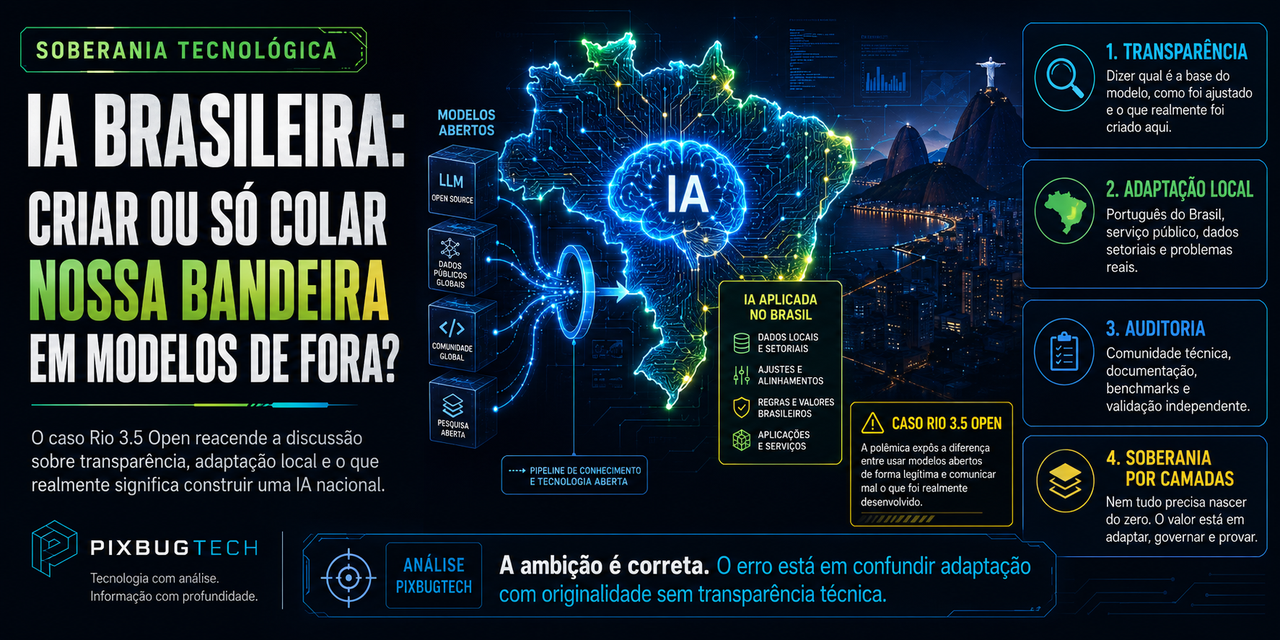O caso Rio 3.5 Open expõe a pergunta que o Brasil ainda evita: queremos criar IA ou apenas colar nossa bandeira em modelos de fora?