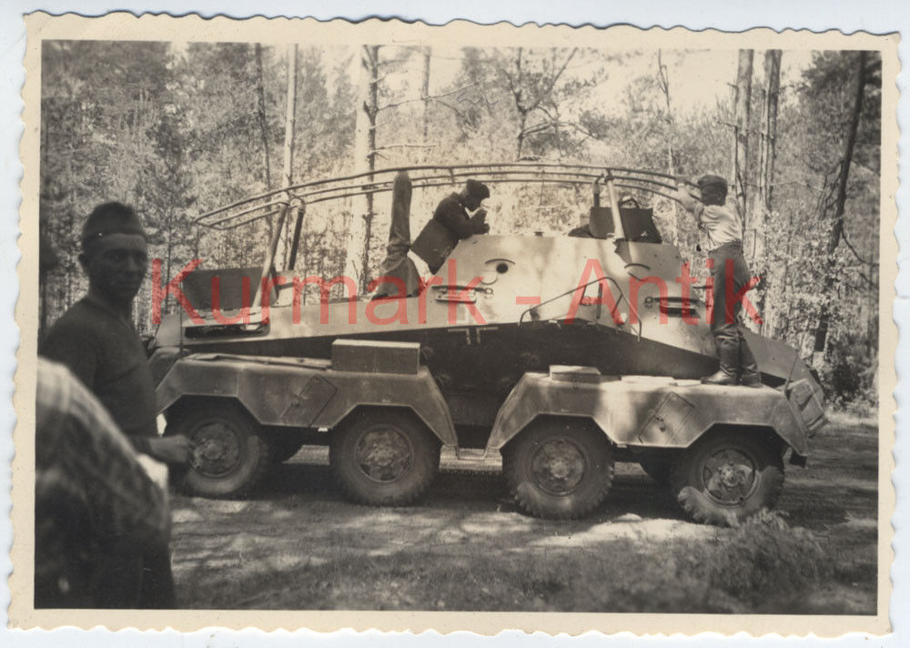 Foto Wehrmacht Polen Grenze Russland Panzer Spähwagen 8 Rad Funk