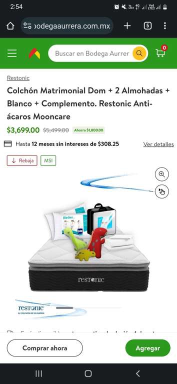 Colchón Matrimonial Restonic Bodega Aurrera online