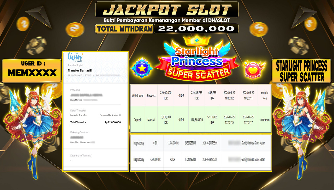 JACKPOT SLOT STARLIGHT PRINCESS SUPER SCATTER 29 JUNE 2026