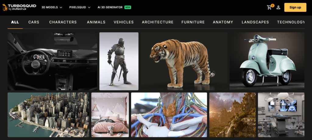 homepage turbosquid website untuk menjual aset 3D sebagai cara mendapatkan uang dari internet