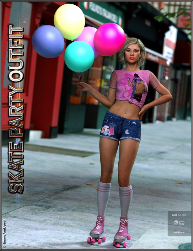 Skate Party Outfit and Poses For Genesis 8 Female(s)