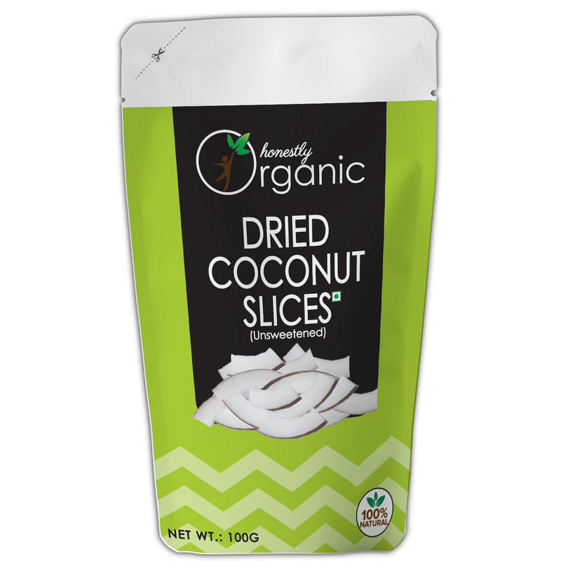Honestly Organic Dried Coconut Slices   100g Sachet of 100 GM