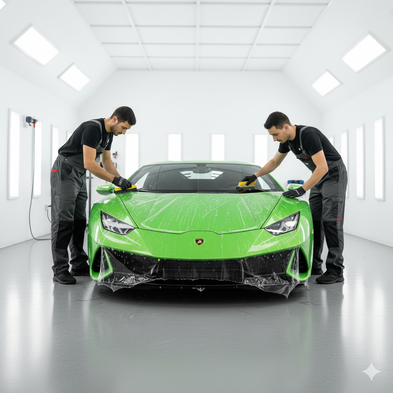 PPF edge-wrapped hood installation detail