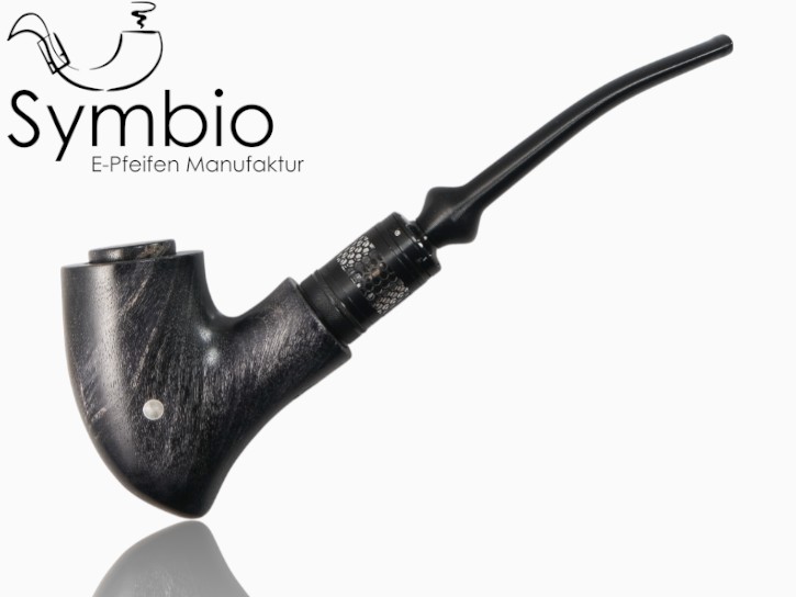 Fantasy E-Pfeife Qildor Black No31 im Gandalf-Design, A-Pappel-Maserholz, Hybrid-Wood, feingeschliffen, Premium-Finish.