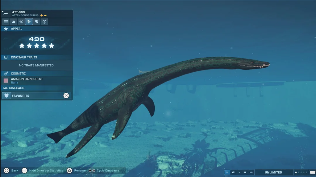 Sometimes a glitched Attenborosaurus is released giving this melanistic look as the defeault jwe2 skin color is black. I encountered one of these in one of my old parks and it was the highlight of it.