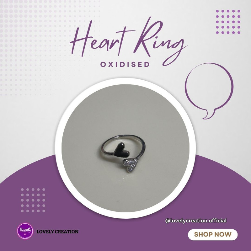 Heart Oxidised Ring