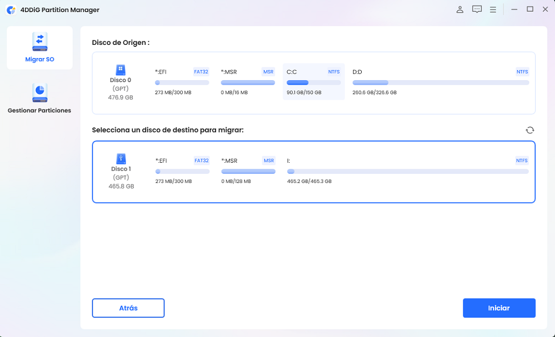 select target disk