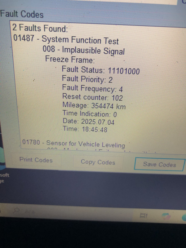 A8 D3 Error code 01487 Air suspension. | Ross-Tech Forums