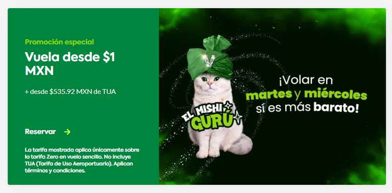 Vivaaerobus: Volar en martes y miércoles, Vuela desde - + TUA