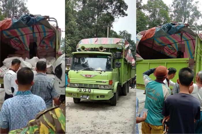 Penemuan mayat laki-laki dalam posisi tergantung di dalam bak truk