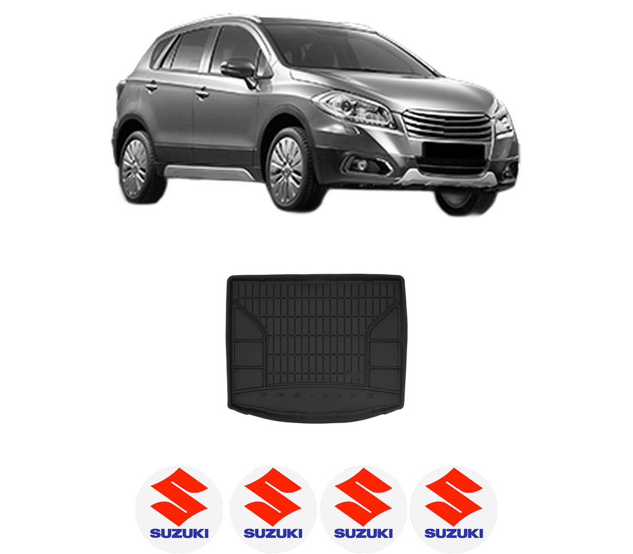 Tavita Portbagaj SUZUKI SX4 S-CROSS (JY) din 2013-2022, Protectie Portbagaj Auto, 4x Stickere auto cu SUZUKI