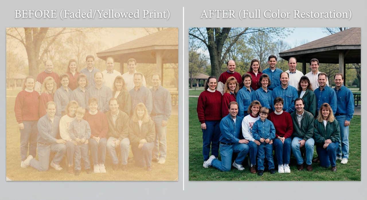 AI-generated example result for the upscaling prompt: Yellowed Vintage Photo Color Correction 19s Image to 21st Century Image by Prompt Craft