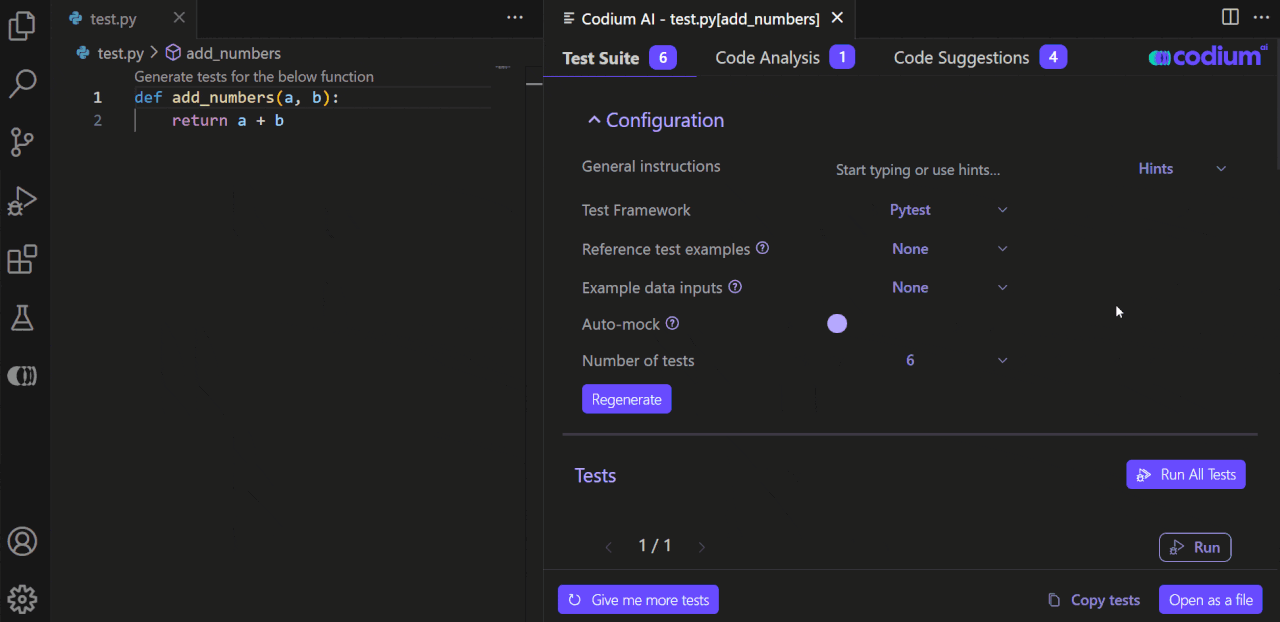 Example of CodiumAI Usage