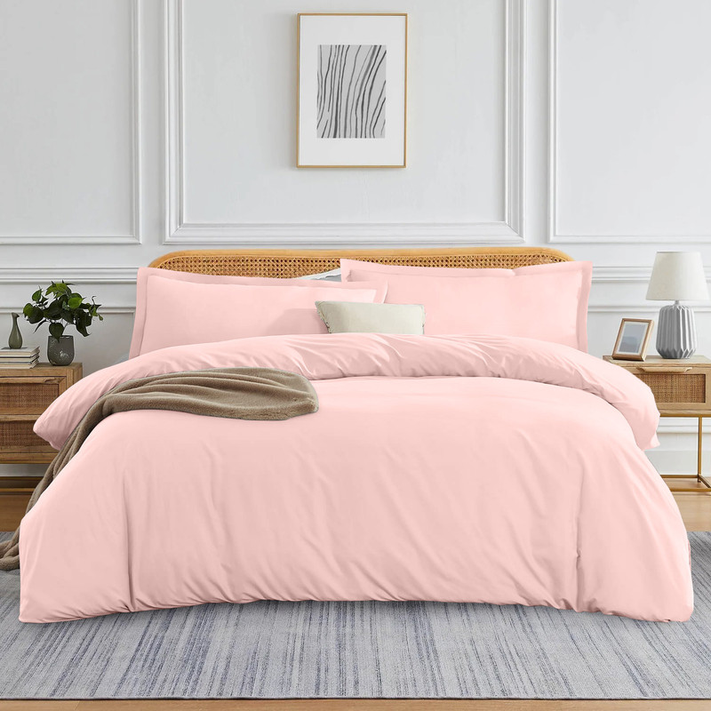 Picture of 1000 TC 100% Egyptian Cotton Duvet set Zipper Closur Ultra Soft Durable and Fade Resistant Color Pink Solid size King