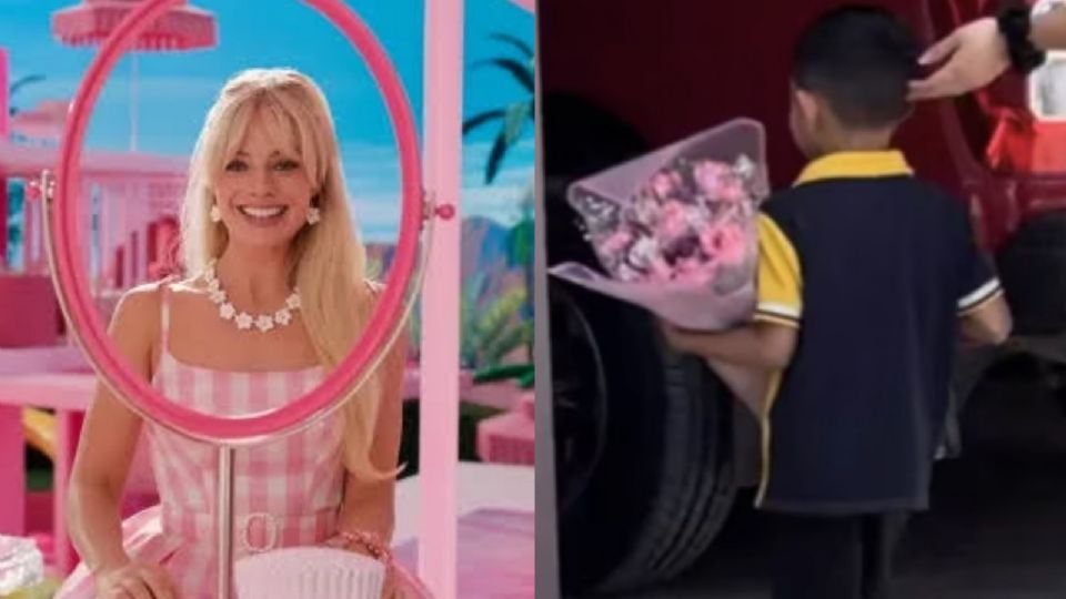 Qué envidia: Niño conmueve las redes; con flores, invita a una compañera del kínder a ver 'Barbie'