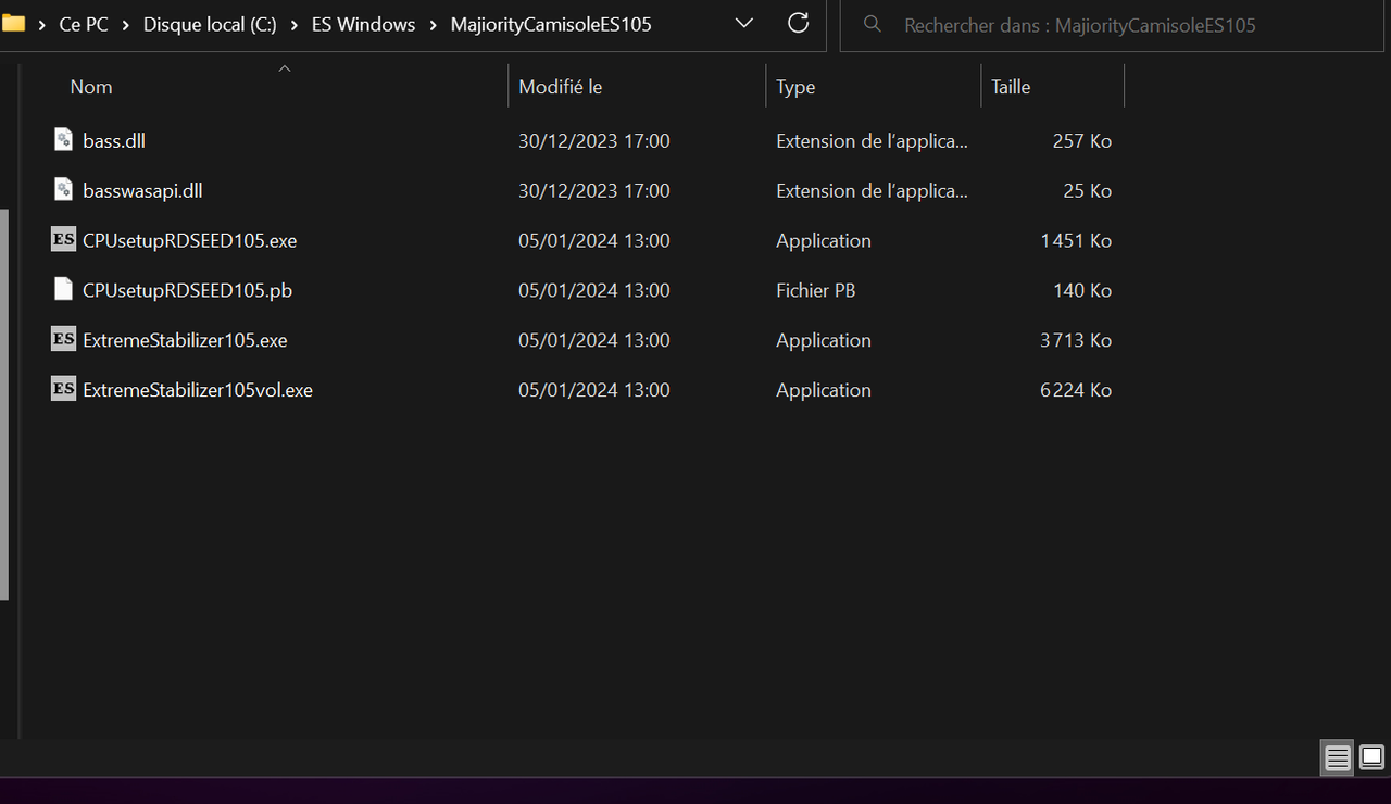 Fichiers ES présents dans Répertoire