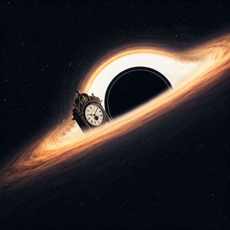 A dramatic and conceptual image of a person reaching towards a swirling, luminous vortex or temporal portal. The background features ethereal clock faces and light trails, symbolizing the possibility of traversing through time and the complex nature of temporal mechanics.