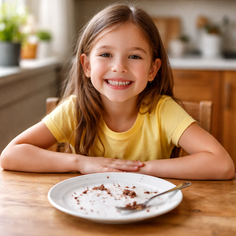 Niño feliz comiendo