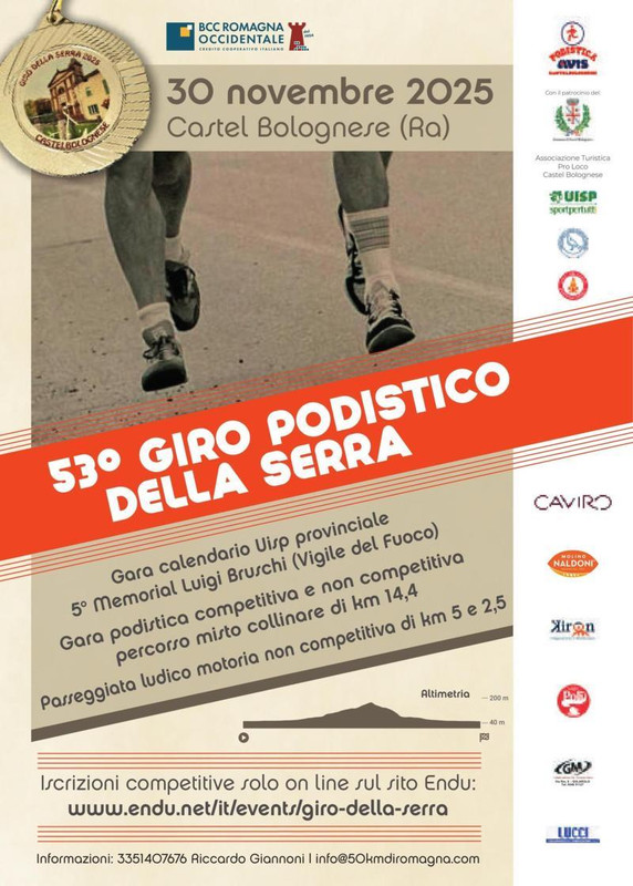 Domenica 30 novembre torna il 53º Giro Podistico della Serra Domenica 30 novembre torna il 53º Giro Podistico della Serra