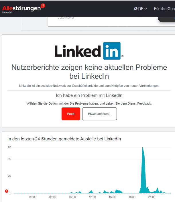 LinkedIn-Störung