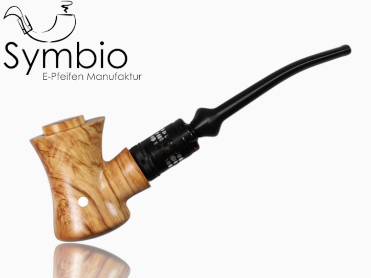 Handliche Omnia E-Pfeife aus italienischem Olivenholz, ergonomisch geformt f&uuml;r angenehmes Dampfen.