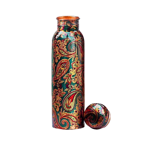 Green Floral Copper Water Bottle USA
