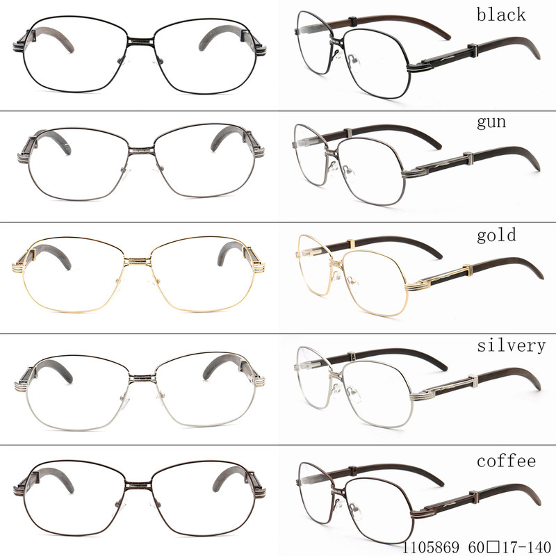 Wood Frame Metal Retro Eyeglass Frames Sophisticated Full Rim Glasses