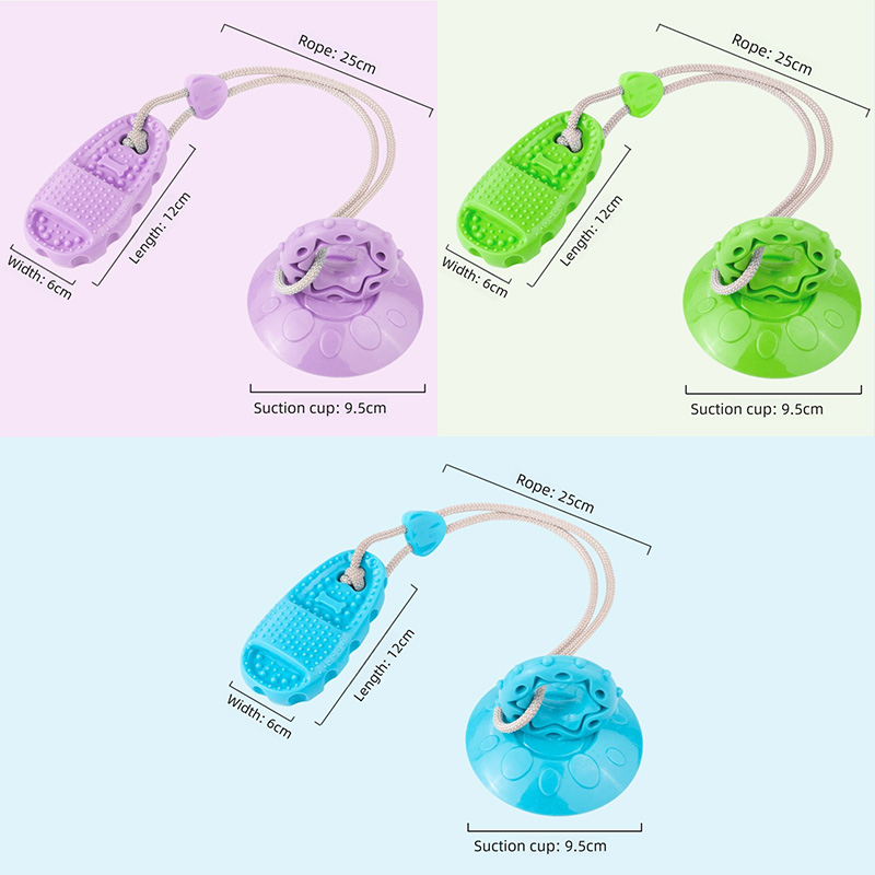 3-Piece Set (Blue, Purple, Green) Slipper-Shaped Dog Toys — Suction Cup Design: Durable, Chew-Resistant Teething Toys — Promotes Mental Stimulation, Independent Play, and Energy Expenditure — Pet Dog Teething Toys