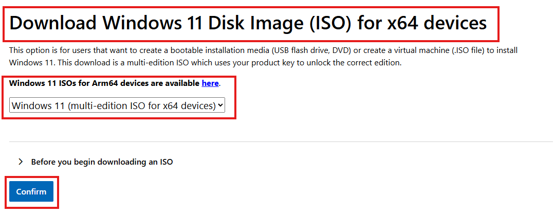 Select Windows 11 and Confirm