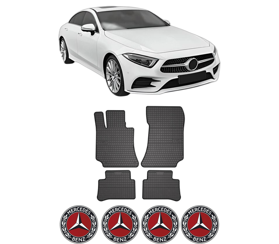 Set covorase presuri MERCEDES-BENZ CLS (C257) din 2017-2018, auto, din cauciuc thermoplastic, 4 Stickere auto cu MERCEDES-BENZ