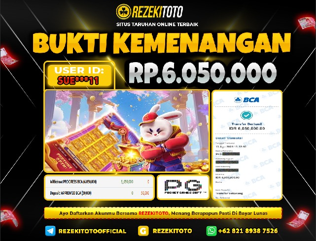 BUKTI KEMENANGAN 13 AGUSTUS 2025 FORTUNE RABBIT 6 JUTA 