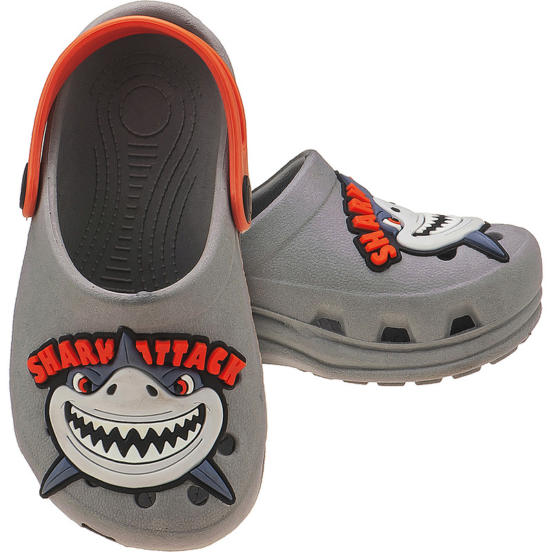 Chinelinho Infantil Shark Cinza/Laranja miniatura 4