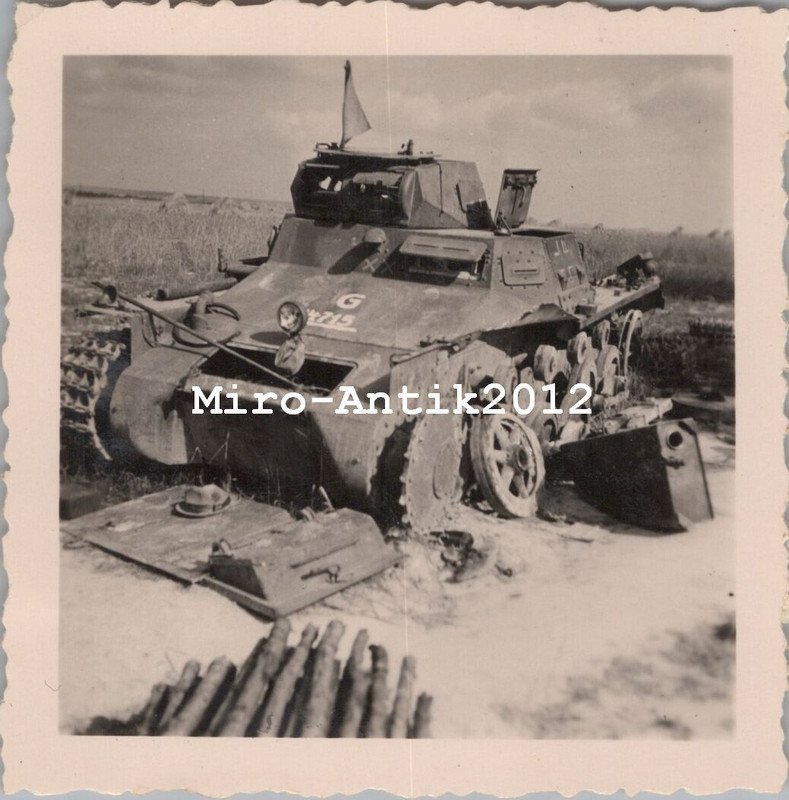 Foto, Luftgaukommando, zerstörter deutscher Panzer 1, Belgien 1940