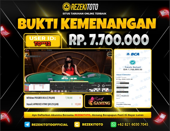 BUKTI KEMENANGAN 31 AGUSTUS 2025 BACARRAT 7 JUTA 