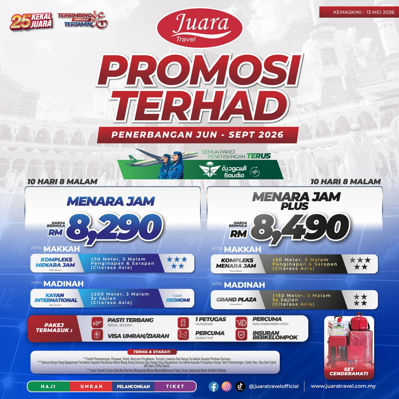 Promosi Terhad Menara Jam Standard 12 Hari