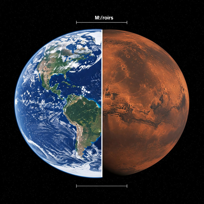 Concept art depicting a future Mars with burgeoning green zones, lakes, and a thicker atmosphere.