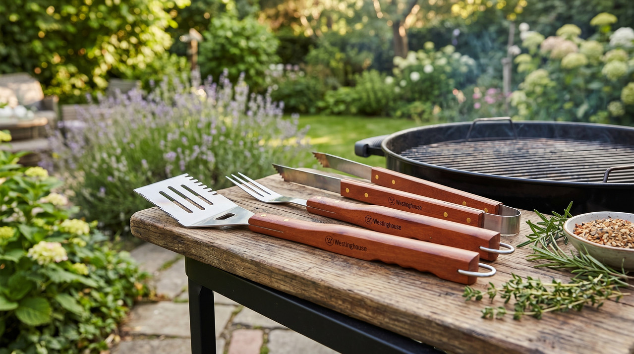 Set de utensilios BBQ Westinghouse con mango de madera