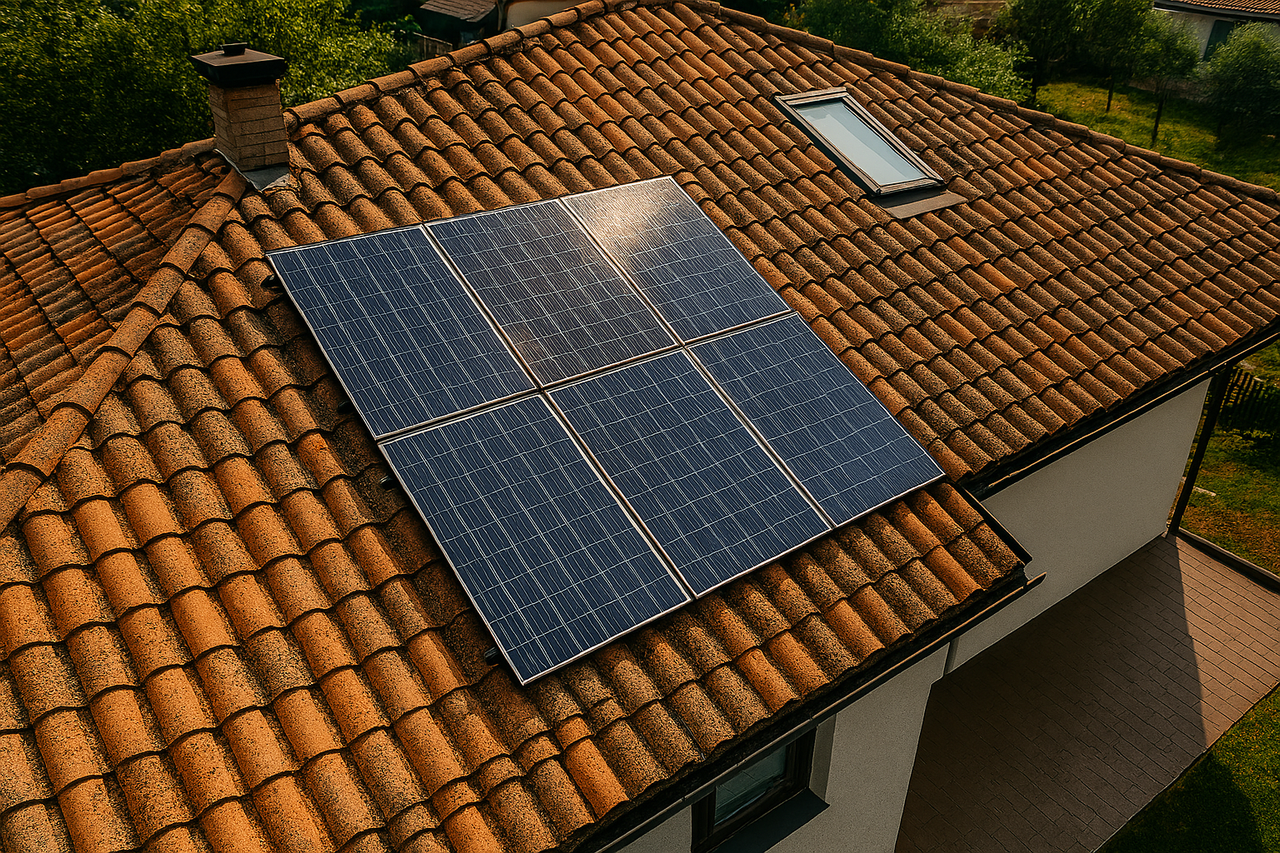 Foto di una casa con il fotovoltaico