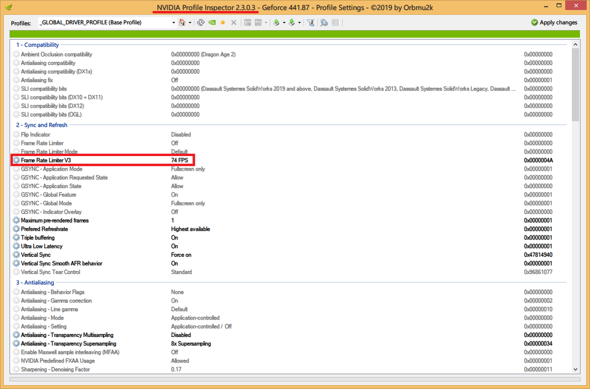 NVIDIA Profile Inspector