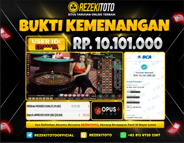 BUKTI KEMENANGAN 18 SEPTEMBER 2025 ROULETTE 10 JUTA 