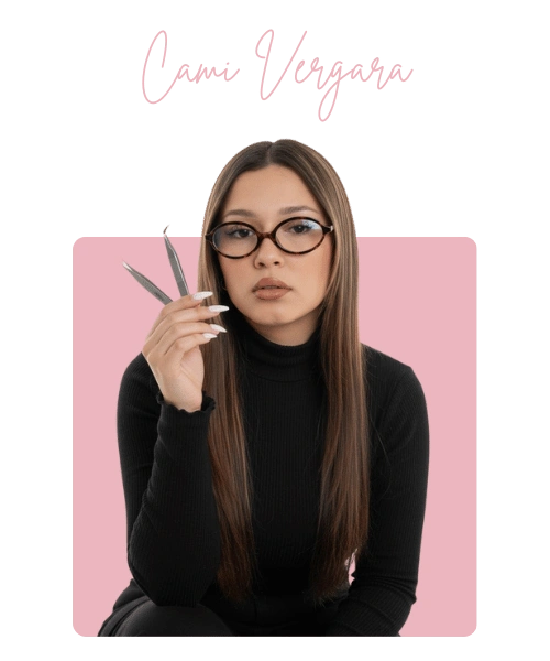 A close-up shot of a woman having her eyelashes done.