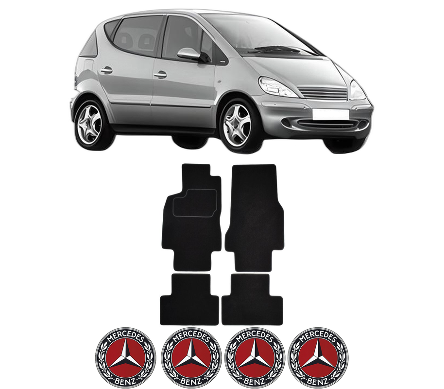 Set Covorase Presuri MERCEDES-BENZ A-CLASS (W168) din 1997-2004, Auto, Material Textil Mocheta, 4 Stickere auto cu MERCEDES-BENZ